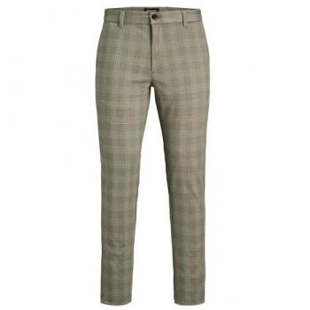 Jack & Jones Marco Cooper Structure Mid Chino Pants in Abbey Stone with Check Detail for Men, Size 30
