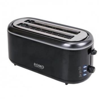 Tostador doble ranura Romo RO-T1300N Negro con 1300 W de potencia, 7 niveles de tostado y 2 ranuras largas