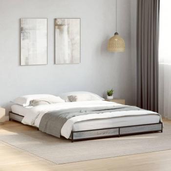 Cama de madera gris Sonoma 120x190 cm de metal multicapa