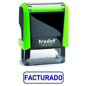 Trodat 4911 Printy Sello Fórmula Comercial con Texto FACTURADO, entintaje automático, Tamaño de la Placa de Texto 37 x 14 mm, Azul