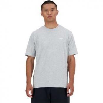 Camiseta básica de algodón gris New Balance para hombre con logo pequeño, manga corta, talla L