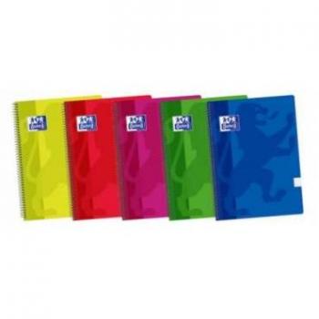 Pack de 5 cuadernos Oxford School Classic con tapa de plástico resistente, cuadrícula 5x5 con margen, 80 hojas y colores surtidos
