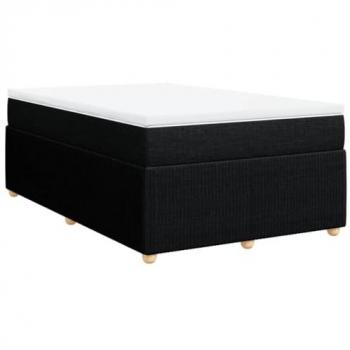Cama box spring con colchón de muelles en tela negra 120x190 cm