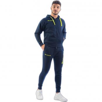 Givova King Unisex Tracksuit - Blue/Fluorescent Yellow, 3XL