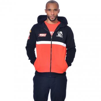 Freegun Racing Hooded Sweatshirt with Zip - Black/Red