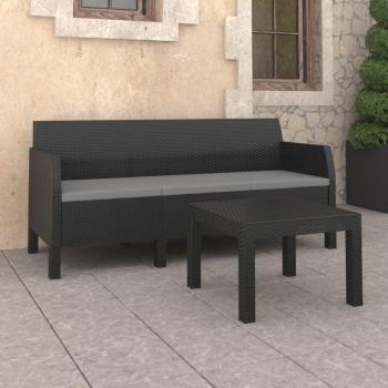 vidaXL 2-Piece Anthracite PP Rattan Garden Lounge Set with Cushions
