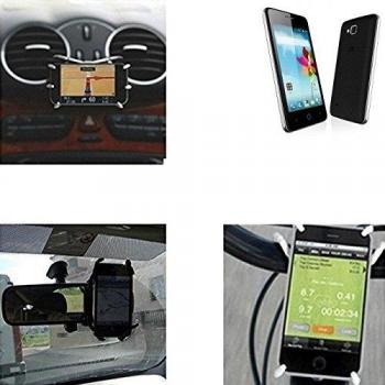 soporte para coche y para mesa etc. para ZTE Blade C341, negro araña. montaje de la salida aire, espejo retrovisor, bicicletas, etc. Trípode - K-S-Trade
