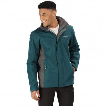 Regatta Matt Waterproof Mesh Lined Hooded Shell Jacket Chaqueta Impermeable, Hombre, Deep Teal/Magnet, Large