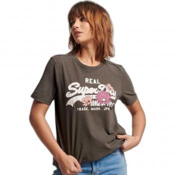Camiseta Superdry Vintage Vl Narrative Negra Mujer, manga corta, diseño vintage, color negro
