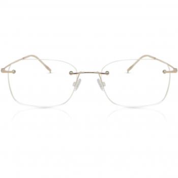 Gafas Recetadas Anti-Azules Rectángulo Sin Armazón Titanio Dorados para Hombre - SmartBuy Collection