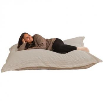 Puf Gigante de Terciopelo Acanalado Gris Claro - 180 x 140 cm, Suave y Confortable, con Relleno de Espuma