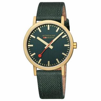 Mondaine Classic Men's Analog Quartz Watch - 40mm, IP Gold with Textile Strap