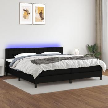 Colchón de cama box spring de muelles con luces LED en tela negra 200x200 cm