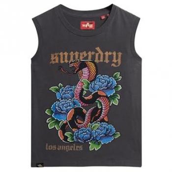 Camiseta Sin Mangas Tattoo con Rhinestones Superdry Charcoal XL