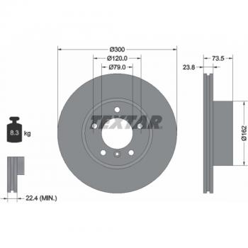 Disco de freno TEXTAR 92137705, frente, ventilado, altamente carbonizado, 1 pieza