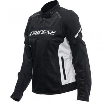 Dainese Air Frame 3 Tex Chaqueta textil de motocicleta para damas, color Negro/Blanco, talla 42, con forro cortavientos, diseñada para verano