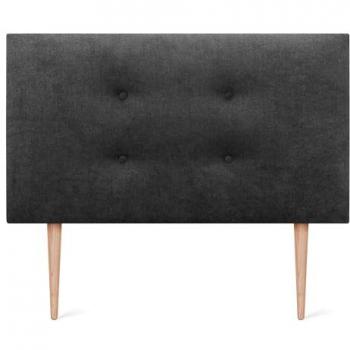 Cabecero Tapizado de Polipiel o Tela Aqualine Pro con 2 Hileras de Botones y Patas para Cama Lujo (95x105cm, Negro)