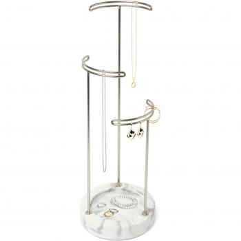 Soporte para bisutería imitación mármol blanco Tesora - Umbra - Plateado - Unisex