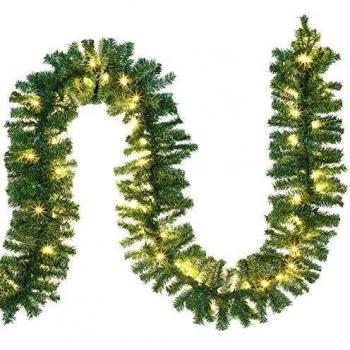 Guirnalda de Navidad Casaria 5m Abeto Verde 100 LEDs Blanco Cálido Decoración Navideña Interior y Exterior IP44