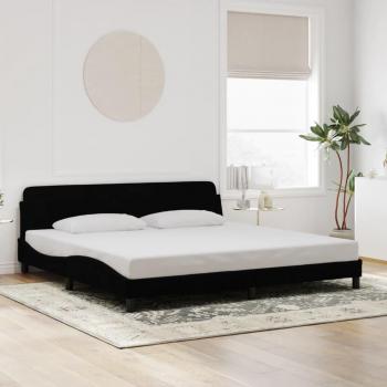 Cama solar sin colchón 200x200 cm en terciopelo negro con estructura y cabecero de terciopelo negro Vidaxl
