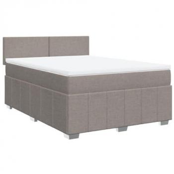 Cama box spring con colchón de muelles Tortora 140x200 cm en tela gris taupe