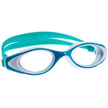 Gafas de natación Mad Wave Flame turquesa blanco, con diseño aerodinámico, lentes anti-vaho, protección UV, ajuste ergonómico y correa ajustable