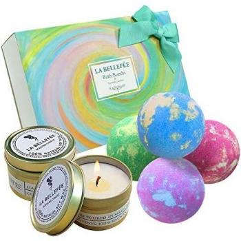 LA BELLEFÉE Bombas de Baño y Velas Perfumadas Aromáticas, Bombas Baño, Sales de Baño Relajantes y Divertidos, Regalo Cumpleaños Valentin Navidad para Niñas