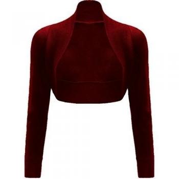 CEXI COUTURE MUJERES LISO MANGA LARGA BOLERO MUJER CHAQUETA TORERA TOP TALLA 8 10 12 14 - sintético, Vino, 5% elastano 95% viscosa, mujer, One Size: Regular
