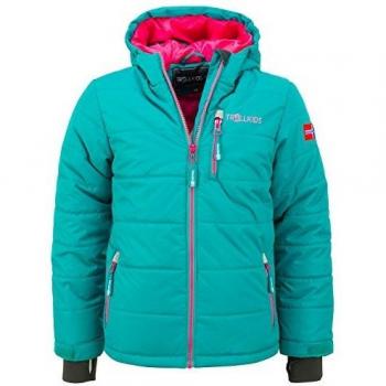Trollkids Chaqueta de Esquí para Niños Chaqueta de Invierno Hemsedal, Color Verde Esmeralda/Rojo rubí Talla 3 años