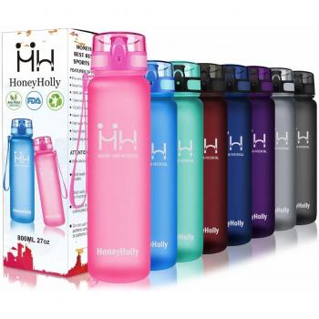 HoneyHolly Botella de Agua Deportes 350ml/500ml/800ml/1000ml Sin Bpa & Apertura con un Solo botón Reutilizable Filtro Botella Gimnasio Tritan Plástico para Niños, Sport, Gimnasio, Trekking, Bicicleta