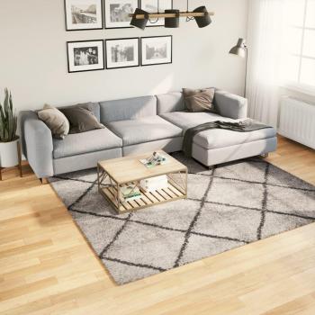 Alfombra Shaggy PAMPLONA moderna de pelo largo beige y antracita 240x240 cm
