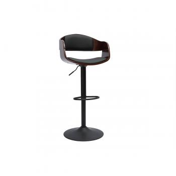 Taburete de cocina regulable diseño negro con madera oscura EUSTACHE