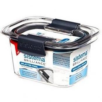Sistema Contenedor de Almacenamiento de Alimentos, Transparente con Clips Grises y Sello, 380 ml