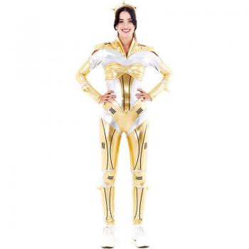 Disfraz de Robot Woman Estelar Dorado para mujer