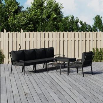 7-Piece Steel Garden Lounge Set with Gray Cushions