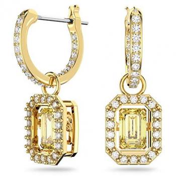 Pendientes Millenia de Swarovski para Mujer, Cristal Transparente y Amarillo, en Baño Tono Oro, Colección Millenia