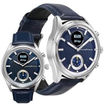 Pininfarina Sintesi Azure Horizon Hybrid Smartwatch with GPS, Fitness Tracker, and Leather Strap