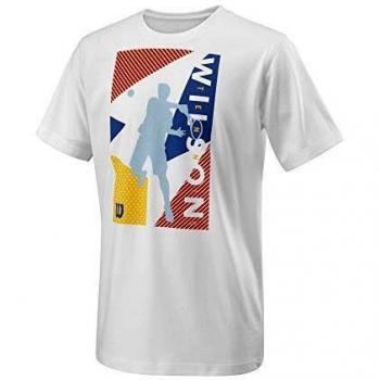 Wilson B Geo Play Tech tee Camiseta, Unisex niños, White, XS