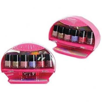 Kit de Manicura Salon Nails Pink - The Color Workshop - Kit de Uñas y Set de Manicura con Secador de Uñas a Pilas y 6 Esmaltes de Uñas para Llevar Siempre Contigo