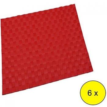 Lote DE 6 MANTELES Individuales Rojos Fabricados EN Poliester 30X45 cm