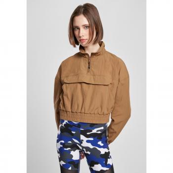 Urban Classics Women's Cropped Crinkle Nylon Pull Over Jacket