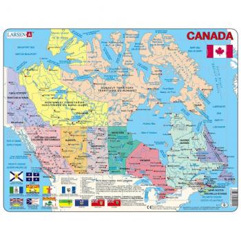 Puzzle en Marco - Mapa de Canadá (en Francés e Inglés) - 48 Piezas Larsen