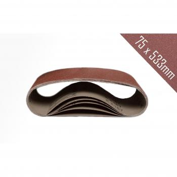 Cinturones de Lijado de Tela │ 10 piezas │ 75 x 533 mm │ grano 180 │ para para amoladoras de cinta │ Papel de Lija │ Juego de Correas de Lijado