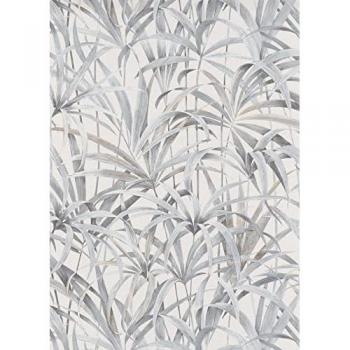 Papel Pintado Vinílico Botánico de Hojas Tropicales en Tonos Grises y Beiges - 0.53 x 10.05 m