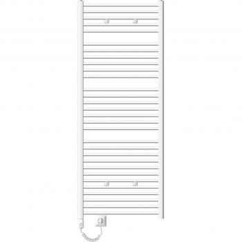 Radiador Eléctrico de Baño LuxeBath Sahara 750x1800 mm Blanco Curvo con Conexión Lateral y Resistencia de 1200W con Termostato y Pantalla Digital