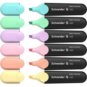 Schneider Job Pastel Highlighter Set - 6 Assorted Colors, Chisel Tip 1-5 mm