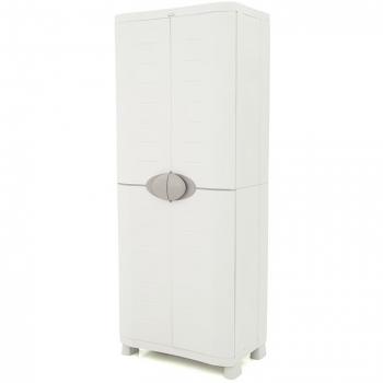 Armario gris plástico de 4 estantes, resistente y duradero, ideal para almacenamiento en interiores y exteriores, fácil de montar y mantener