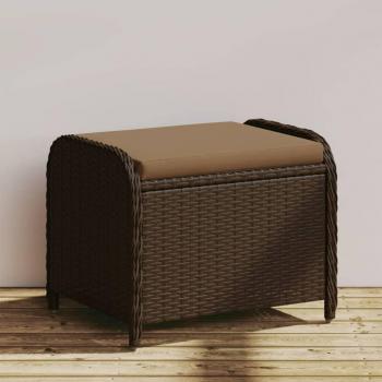 Taburete de jardín con cojín marrón 58x46x46 cm en Polyrattan