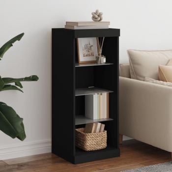 Aparador con luces LED negro 41x37x100 cm Mueble de Almacenaje de Salón Armarios con Puertas Cajón de Madera Buffet para salón Moderno Armario Auxiliar Armario de Almacenamiento