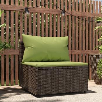 Sofá central de jardín con cojines en Polyrattan marrón